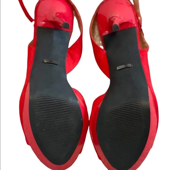 ERROL ARENDZ DUSUD Red Suede Leather Peep Toe Sling Back Stilettos US Size 10 - Picture 6 of 6